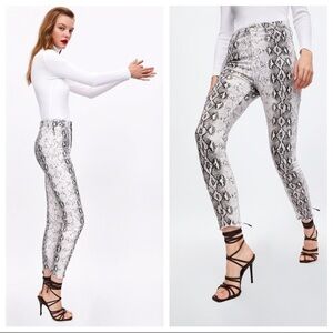 Zara Black and Cream Snakeskin Skinny Jeans